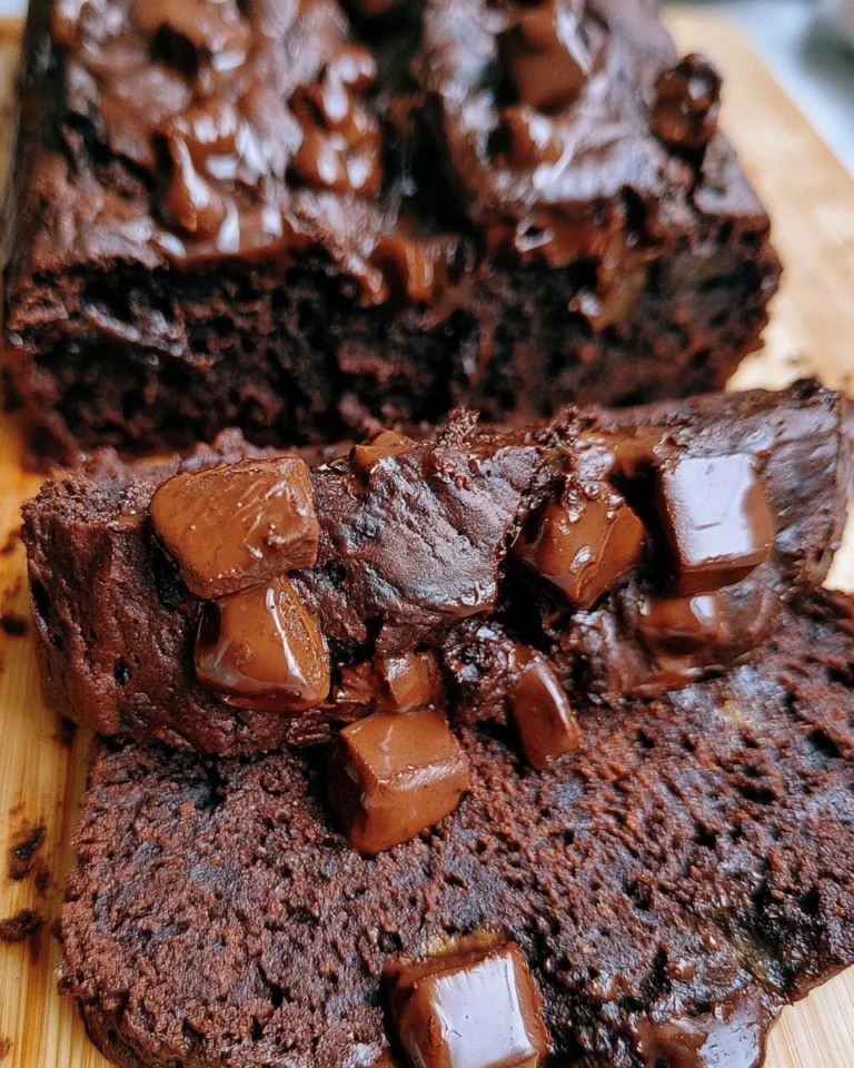 Double chocolate banana bread with chocolate chips and sliced bananas